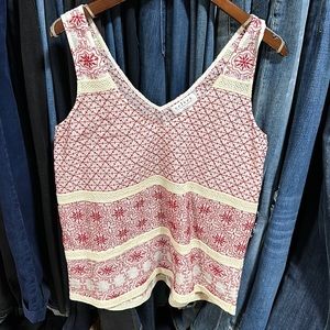 Embroidered velvet tank